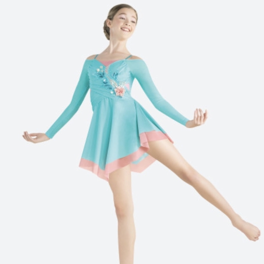 Aqua and Pink Kids Dance Costume